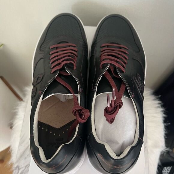 ROBERT GRAHAM Barrelman Leather Sneaker, Designer Black/Red Laces Size 11.5, NWT - Picture 6 of 16